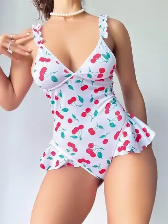 Vişne Desenli Body
