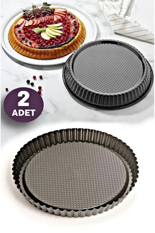 VİZON TYC2EALXTN170144879020295 2 Adet Döküm Granit Torte Model Kek Pasta Kalıbı Dilimli Turta Kek Kalıbı Siyah 28Cm