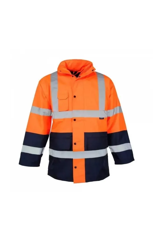 Vizwell VWJK05T Reflektörlü 300D Oxford Çift Renk Parka Yağmurluk Turuncu