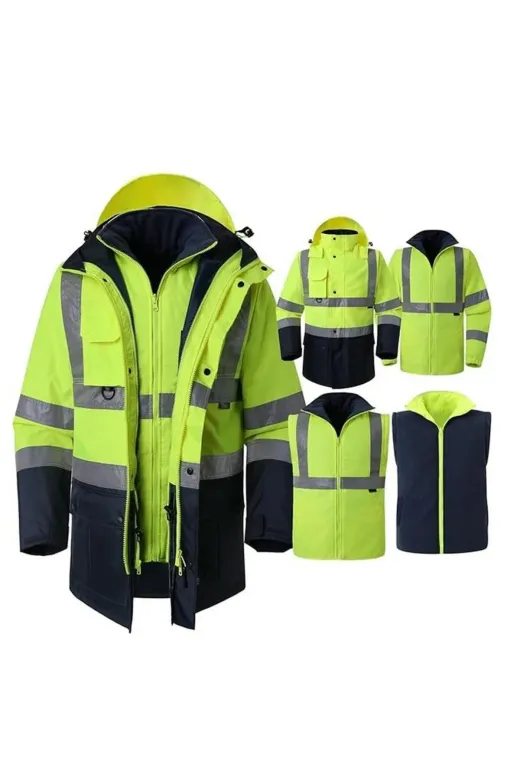 Vizwell vwjk44 Reflektörlü Oxford Çift Renk 300D Oxford 5+1 Parka Sarı