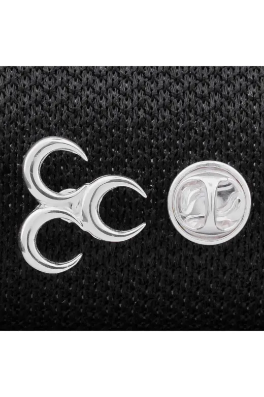 vogutima jewelery&silver by timuçin mavili TH4528 Üç Hilal 925 Ayar Gümüş Rozet Yaka Iğnesi