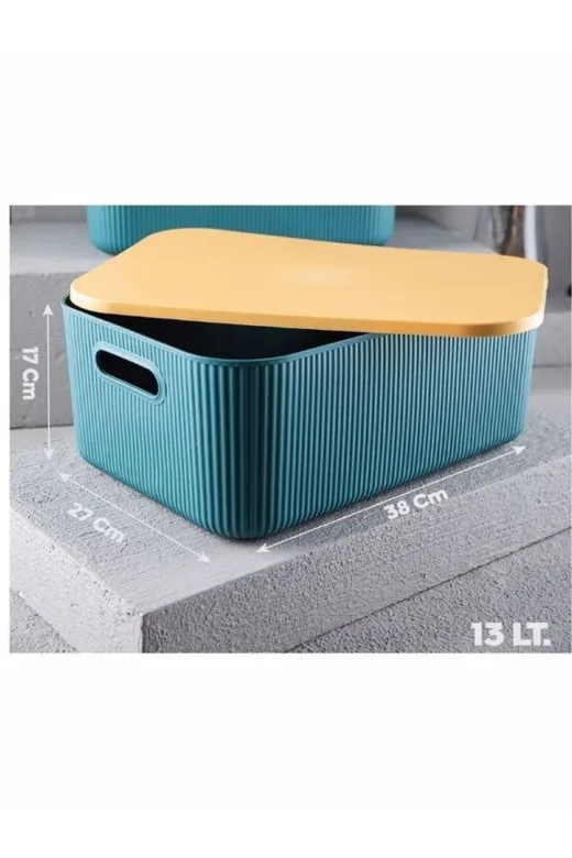 WOLKE PLASTIC LV-341 Lova Shell 13,4 Lt Dekoratif Çok Amaçlı Kapaklı Saklama Kutusu