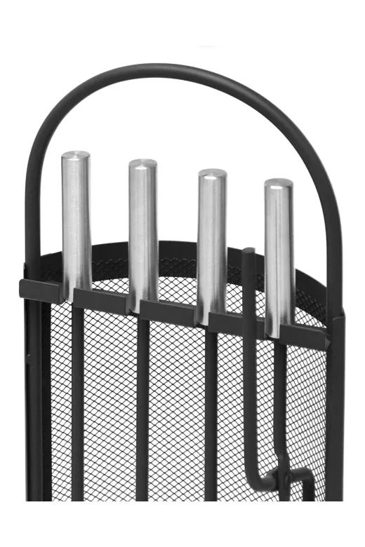 WOODSHUT SGSS-38025 5 Li Lüx Ithal Tel Standlı Şömine - Soba Maşa Takımı Aksesuar Seti