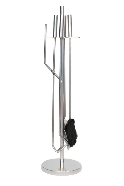 WOODSHUT SGSS-38044 5 Li Lüx Ithal İnox Yuvarlak Tabanlı Şömine - Soba Maşa Takımı Aksesuar Seti