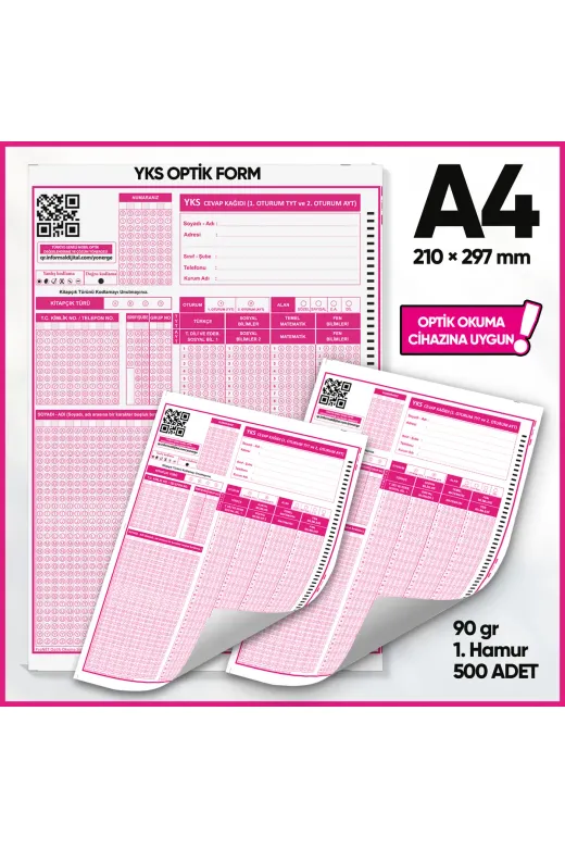 YKSMSÜoptik500FRM4052 Yks-Msü Deneme Sınavları İçin 500 Adet (90.gr) Optik Form - Optik Okuma Uyumlu