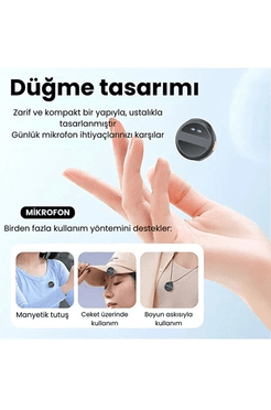 YNT İthalat EM-c04 2 Adet Profesyonel Kablosuz Yaka Mikrofonu Typce Uyumlu Manyetik Klipsli
