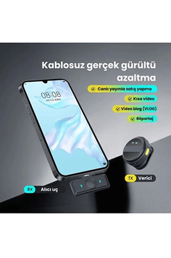 YNT İthalat EM-c04 2 Adet Profesyonel Kablosuz Yaka Mikrofonu Typce Uyumlu Manyetik Klipsli
