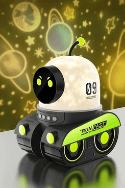 YNT İthalat EM-robot1 Robot Projeksiyon Gece Lambası Hoparlörlü Şarjlı Yıldızlı Gökyüzü Temalı Led Projeksiyon Lambası