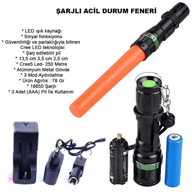 YNT İthalat GF-GUVF-439 Sinyalli Acil Durum El Feneri Cree5  Wt-262