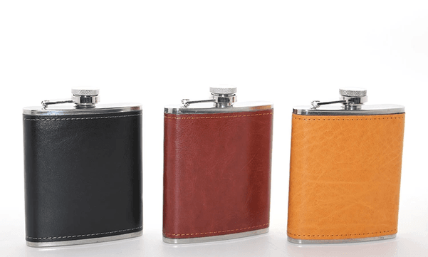 YNT İthalat KH-ALK2660 Paslanmaz Çelik Tekli 7 Oz Derili Matara  Alk2660