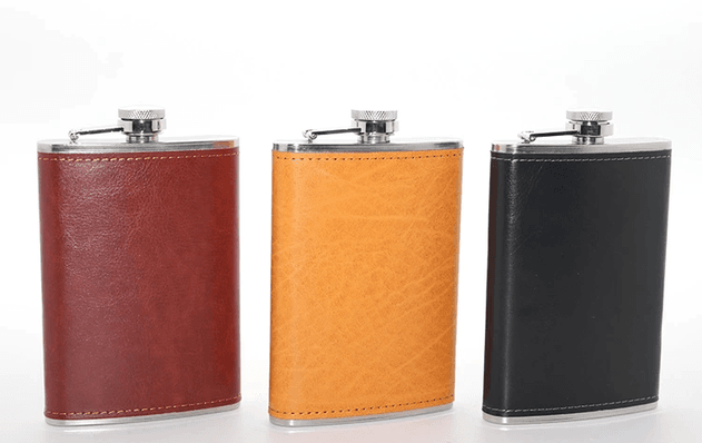 YNT İthalat KH-ALK2662 Paslanmaz Çelik Tekli 9 Oz Derili Matara  Alk2662