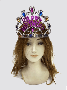 YNT İthalat SM-SMR-A039-GUMUS Gümüş Renk Happy Birthday Yazılı Doğum Günü Tacı 60 Cm