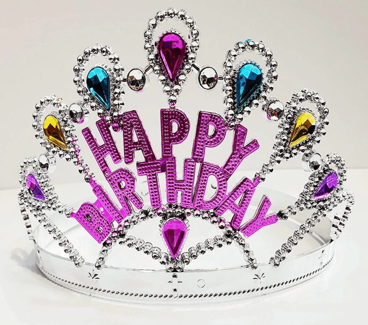 YNT İthalat SM-SMR-A039-GUMUS Gümüş Renk Happy Birthday Yazılı Doğum Günü Tacı 60 Cm