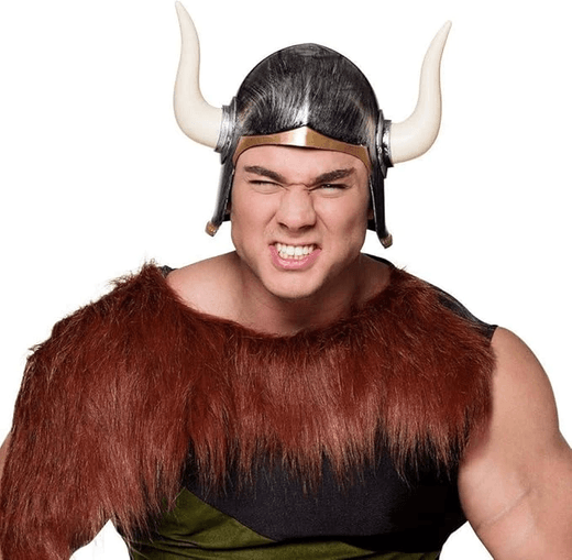 YNT İthalat SM-SMR-D330-1 Mega Boynuzlu Viking Ivar Kaskı Eskitilmiş Desen Gümüş Renk