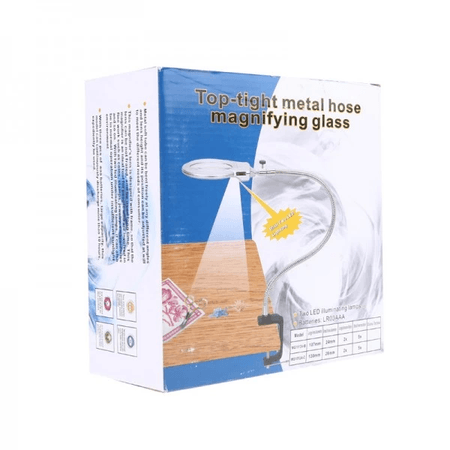 YNT İthalat TD-0018TDU-951 2.5X130 Mm 5X24 Mm Led Aydınlatmalı Büyüteç,masa Üstü Metal Hortum Mandallımg15124C