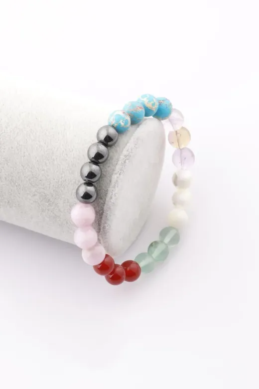 Zamansız Moda BS-ABDT-YB-00880 Başak Burcu Taşlarından Oluşan Doğal Taş Bileklik 8 Mm Küre Kesim - Burç Bilekliği