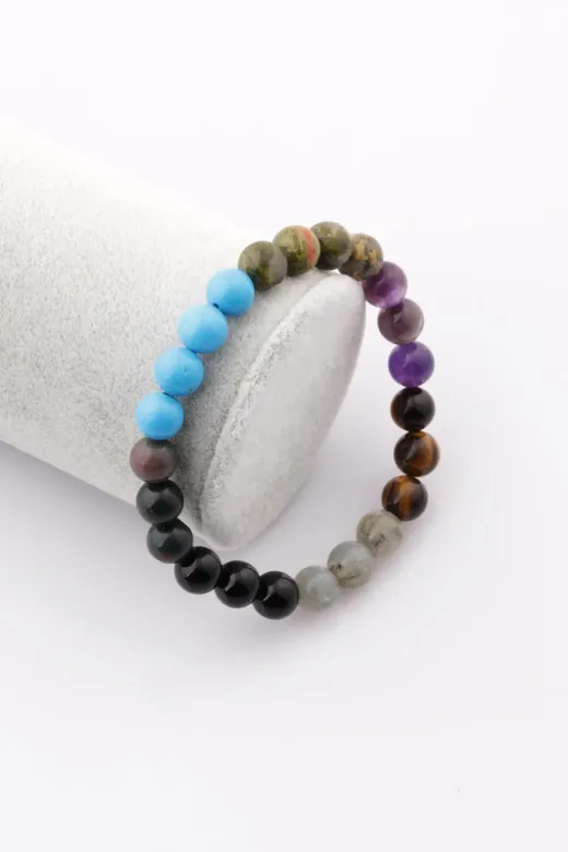 Zamansız Moda BS-ABDT-YB-00882 İkizler Burcu Taşlarından Oluşan Doğal Taş Bileklik 8 Mm Küre Kesim - Burç Bilekliği