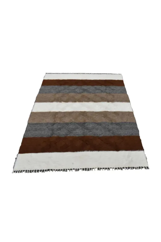 Zehra Abla Halı 2876 Yeni El Dokuma Çift Kişilik Tiftik Yün Siirt Battaniyesi Kilim