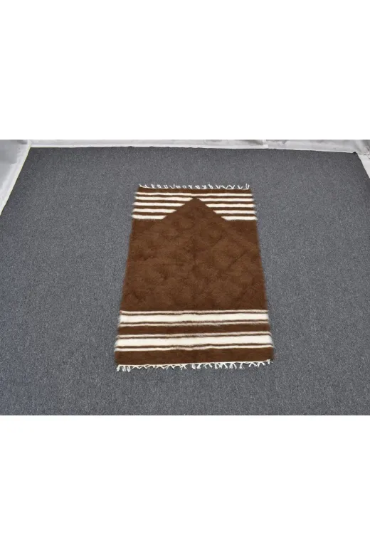 Zehra Abla Halı 2882 Yeni El Dokuma Namazlık Seccade Tiftik Yün Siirt Battaniyesi Kilim