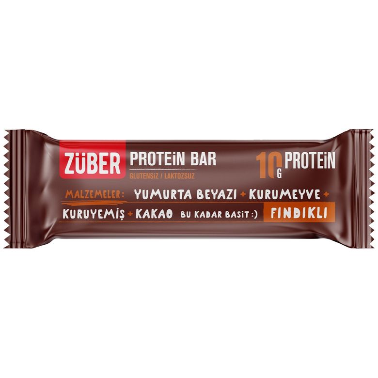züber05487 Züber Fındıklı Glutensiz Protein Bar 40 G
