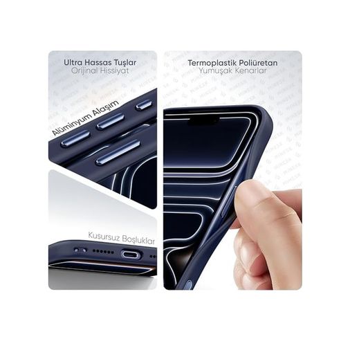 000-art 57855210133034080184975 İphone 17 Pro İçin Magsafe İle Uyumlu Özel Geliştirilmiş Kamera Çerçevesini De Koruyan, Arkası Mat Polikarbonat Kenarları Silikon Akıllı Tasarım Kılıf Mavi, 17 Pro 50 X 22
