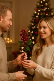 0'lyas Garden 57855210124817980184975 Yapay Çiçek Kırmızı Kokina Demeti Kokina Çiçeği Yılbaşı Süsü Kırmızı Yeşil Lüx Hediye Yılbaşı Ağacı Süsü 35 Cm