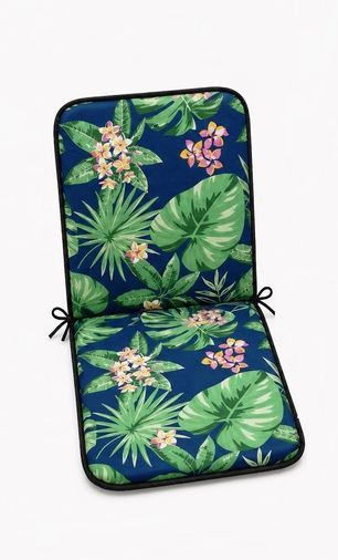 1 Adet Rattan Arkalıklı Sandalye Minderi (Kalınlık 4cm)-Tropikal Yeşil