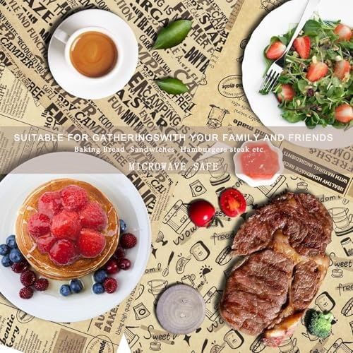 1 Toy 57855210131070480184975 100 Adet Vintage Gazete Desenli Yağ Geçirmez Sunum Kağıdı 25X35 Cm Hamburger, Fast Food, Mangal Ve Paket Servis İçin Gıda Altlığı Açık Gri