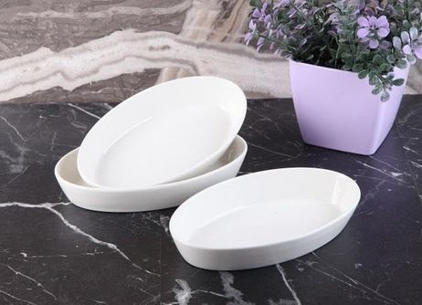 1 Toy 57855210131321080184975 3 Lü Porselen Kayık Tabak Çerezlik 18 11Cm Açık Gri