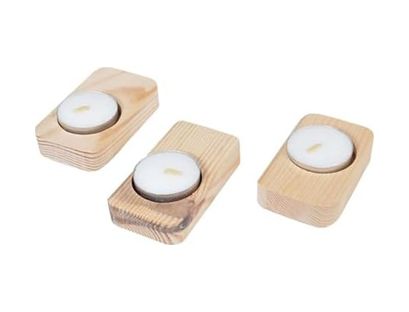 10 Parmak 57855210124759580184975 Ahşap Ağaç Tealight Mumluk Dekoratif Mumluk Mum Standı 3&apos Lü Set Altın