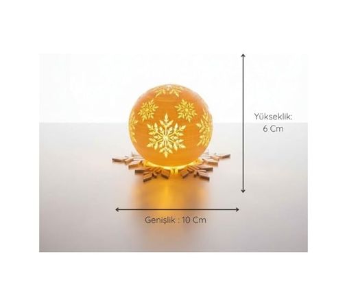 10 Parmak 57855210124933880184975 Christmas Serisi Kartopu Mumluk - Dekoratif Aydınlatma - Ev Dekorasyon - Dekoratif Beyaz Mumluk Beyaz Altın