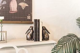 1001 Fırça 131574805 Creative Co-Op Bronz Reçine Tavşan Şekilli 2&apos Li Set Kitap Desteği, 2 Adet