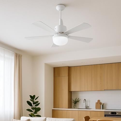 1001Hediye 131574743 5 Kanatlı Led Işıklı Tavan Vantilatörü Sessiz Çalışan, Uzaktan Kumandalı, Modern Beyaz Tasarım