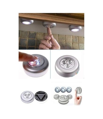 1001Hediye 57855210124095780184975 Spot Lamba Kablosuz Dokunmatik Pilli Led Lamba 3 Ledli Dolap Mutfak İçi Aydınlatma Açık Lacivert