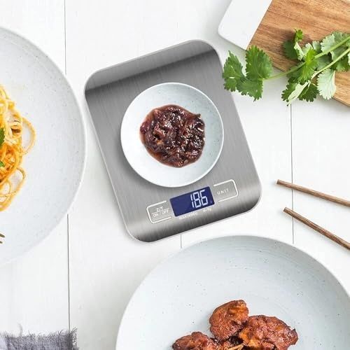 1001Hediye 57855210127254080184975 Dijital Mutfak Terazisi 5000 G / 1 G Hassasiyetli Paslanmaz Çelik Tartı, Lcd Ekranlı, Akıllı Otomatik Kapanma Özelliği, Gram, Ons Ve Mililitre Ölçer Açık Bej