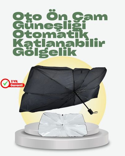 1001Hediye 94589043 Katlanabilir Oto Güneşlik Pratik, Dayanıklı, Uv Koruyucu Tasarım