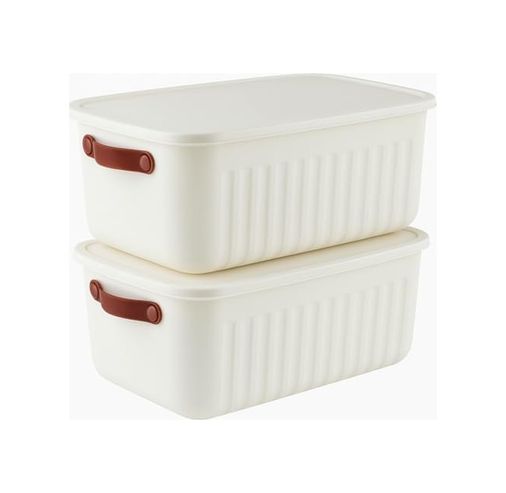 100kovrov 57855210125962580184975 2&apos Li Kapaklı Saklama Kutusu Seti -10 Litre Turuncu -Taşınabilir Kulplu, Dolap İçi Düzenleyici, Çok Amaçlı Organizer Kutu, Oyuncak & Kıyafet Kutusu 0.01