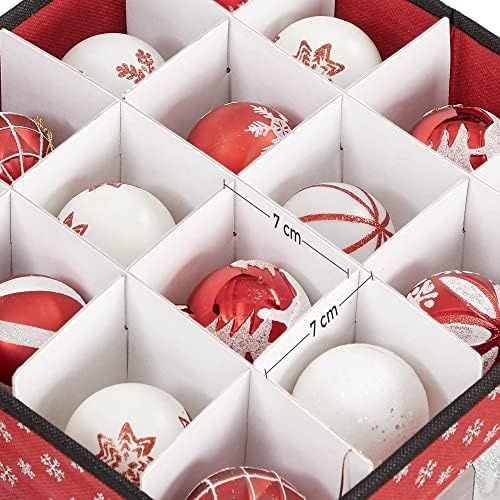 100kovrov 57855210125973180184975 Saklama Kutuları, 3&apos Lü Set, Katlanır Kutular, Kutu Başına 64 Küçük Bölme, Esnek Ayırma Duvarları, 30,5 X 30,5 X 30,5 Cm, Kırmızı, Kar Tanesi Desenli Rfb029R01 10 0.01