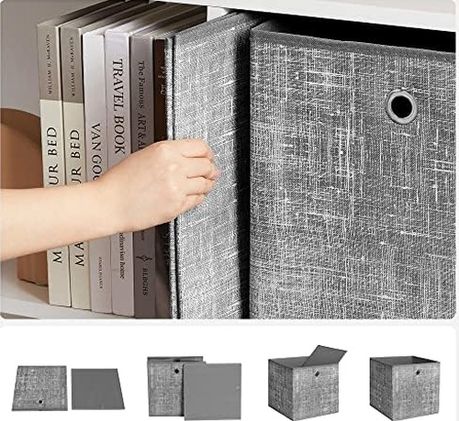 100kovrov 57855210134427680184975 Saklama Kutusu, 6&apos Lı Set, Dokunmamış Kumaştan Yapılmış Saplı Düzenleme Kutuları, Katlanır Kutu, Giysi Saklama, Benekli Gri 10 0.01