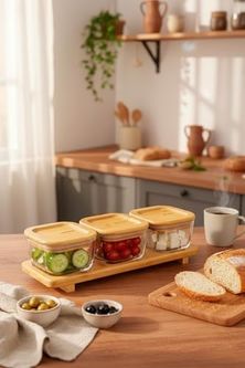 101 Copenhagen 57855210131315580184975 Lunaya 3&apos Lü Bambu Standlı Kahvaltılık Küçük Boy Açık