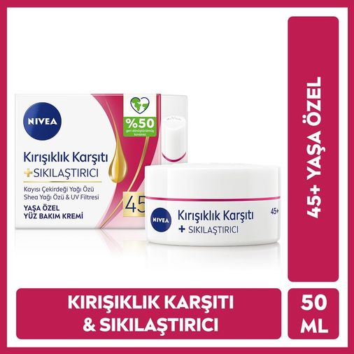 10209924 Nivea 45+ Yaş 50 Ml Kırışıklık Karşıtı Sıkılaştırıcı Krem