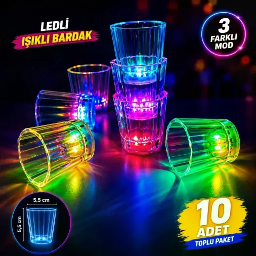 1039lu Led Işıklı Parti Bardağı Seti