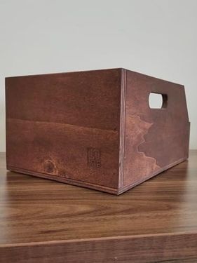 11 İstorij 57855210131751180184975 Organizer Ahşap Sandık Kutu 7" 7 İnç Plak İçin Uygun Boyut Kestane Rengi 100