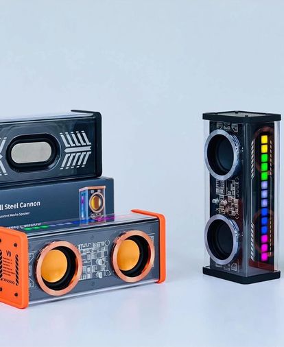 119368190 Just Cheap Store Şeffaf Mecha Müzik Tws Stereo Rgb İşıklı Hoparlör Kablosuz Bluetooth 5.0 Taşınabilir Hoparlör V9