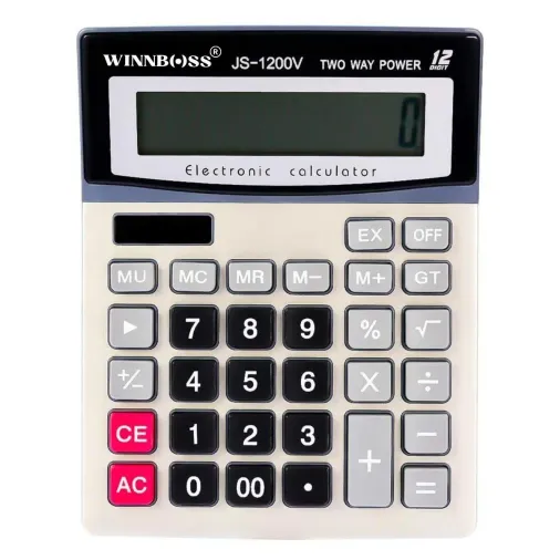 12 Haneli Geniş LCD Ekran, Pilli Büyük Düğmeli Hesap Makinesi (4745)