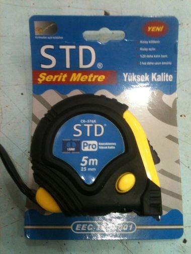 12333456 Std Kılıflı Stoperli Şerit Metre 5 Metre Çelik