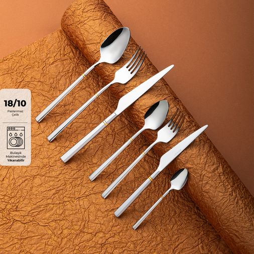14.999 TL/ Emsan Prime Penta Gold 84 12 Kişilik Parça Çatal Kaşık Bıçak Seti Lüks Kutulu