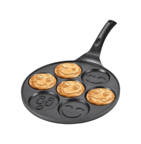 1Atlas 131621703 27 Cm Döküm Granit Emojili Pancake Tavası Yapışmaz Granit Kaplama Krep Ve Pancake Tavası Dayanıklı Ve Eşit Isı Dağılımlı Tava