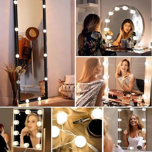 1Birhome 57855210124160780184975 Akynite Ayna Işıkları 10 Hollywood Tarzı Ampul, Mükemmel Gizli Tel, 3 Renk Ve 10 Yoğunluk Ayarlanabilir, Ampul Makyaj Aynası Çıkartma, Makyaj Aynası İçin Led Işıklar Açık Gri
