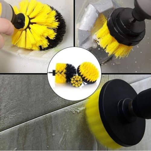1Birhome 57855210132098580184975 3&apos Lü Matkap Ucu Temizleme Fırçası Seti - Banyo, Derz, Araç Jantı Ve Koltuk Yıkama İçin Çok Amaçlı Detay Fırçası Açık Gri